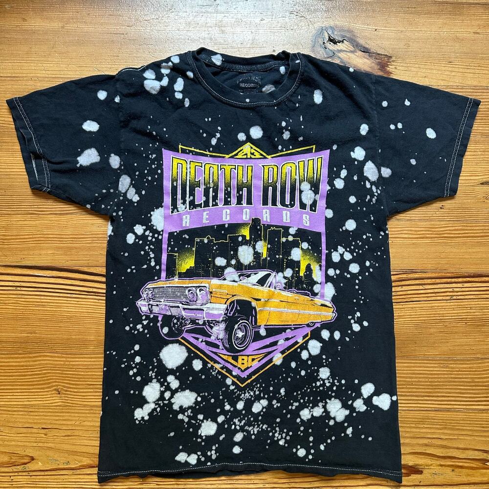 Death Row Records black splatter bleach retro car short sleeve‎ shirt SIZE S